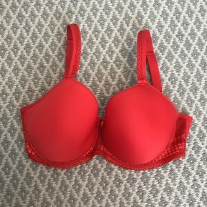 Fantasie Red Lace Trim Underwire Bra 34FF